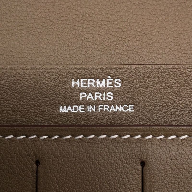 エルメス 二つ折り長財布 シチズンツイル ロング エトゥープ/シルバー金具 スイフト B刻印 メンズ