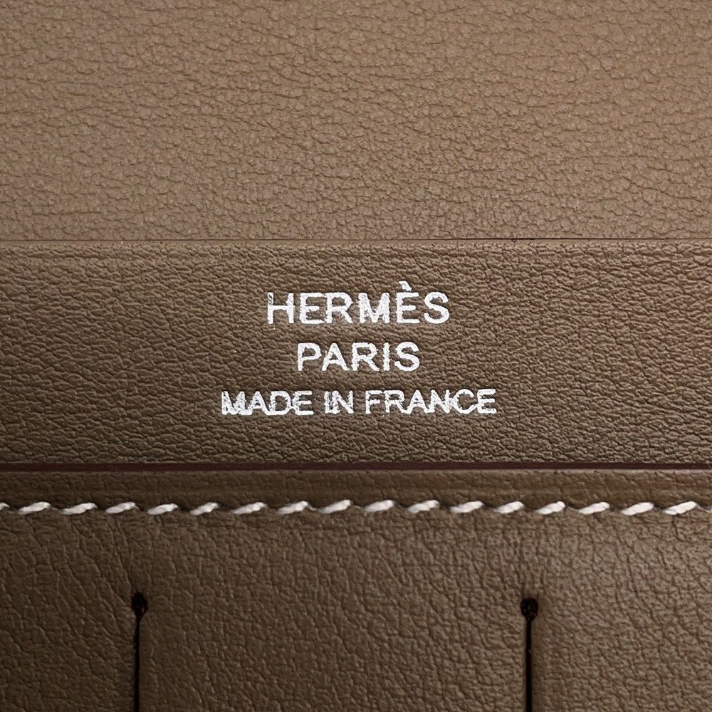 エルメス 二つ折り長財布 シチズンツイル ロング エトゥープ/シルバー金具 スイフト B刻印 メンズ