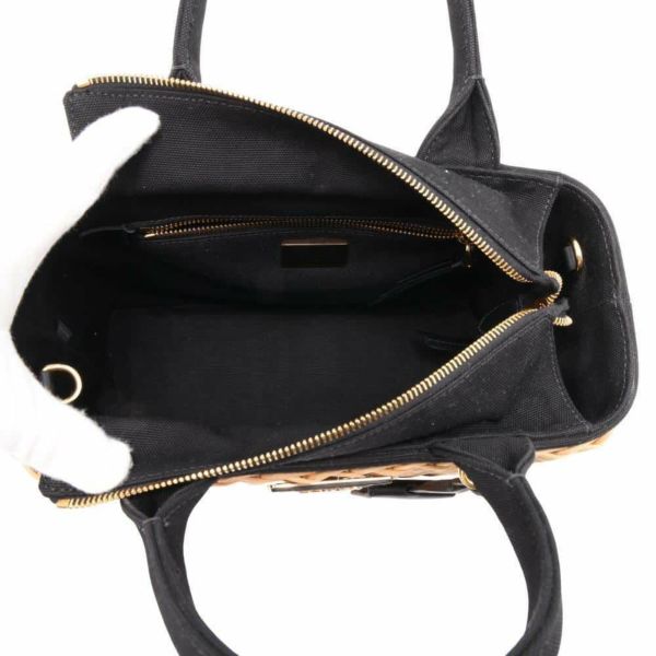 プラダ ハンドバッグ ウィンカー カナパ かごバッグ ストロー 1BG835 PRADA ショルダーバッグ 黒