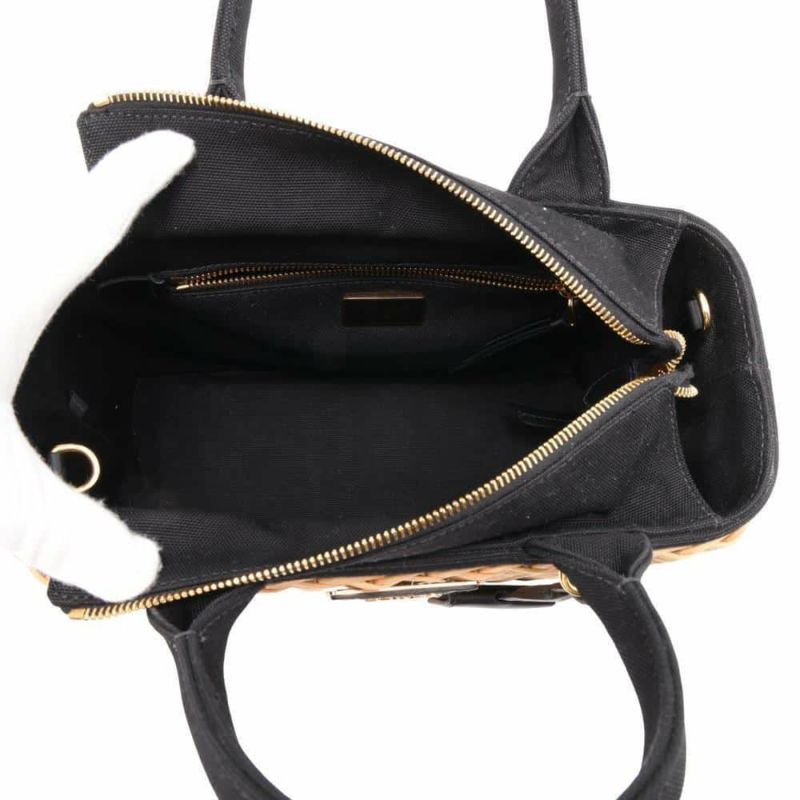 プラダ ハンドバッグ ウィンカー カナパ かごバッグ ストロー 1BG835 PRADA ショルダーバッグ 黒
