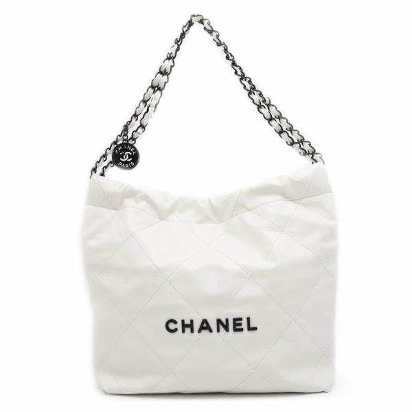 シャネル チェーンショルダーバッグ CHANEL22 スモール カーフスキン AS3260 CHANEL ポーチ付き 白