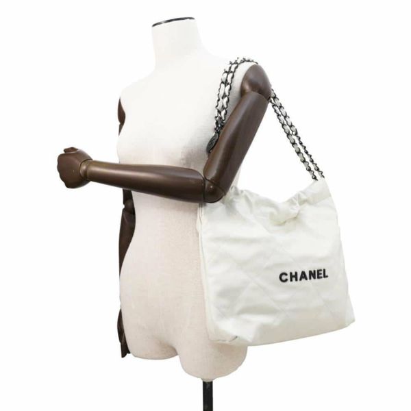 シャネル チェーンショルダーバッグ CHANEL22 スモール カーフスキン AS3260 CHANEL ポーチ付き 白