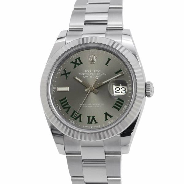 ロレックス デイトジャスト41 SS/K18WG ランダムシリアル ルーレット 126334 ROLEX 腕時計 スレート文字盤 ローマン