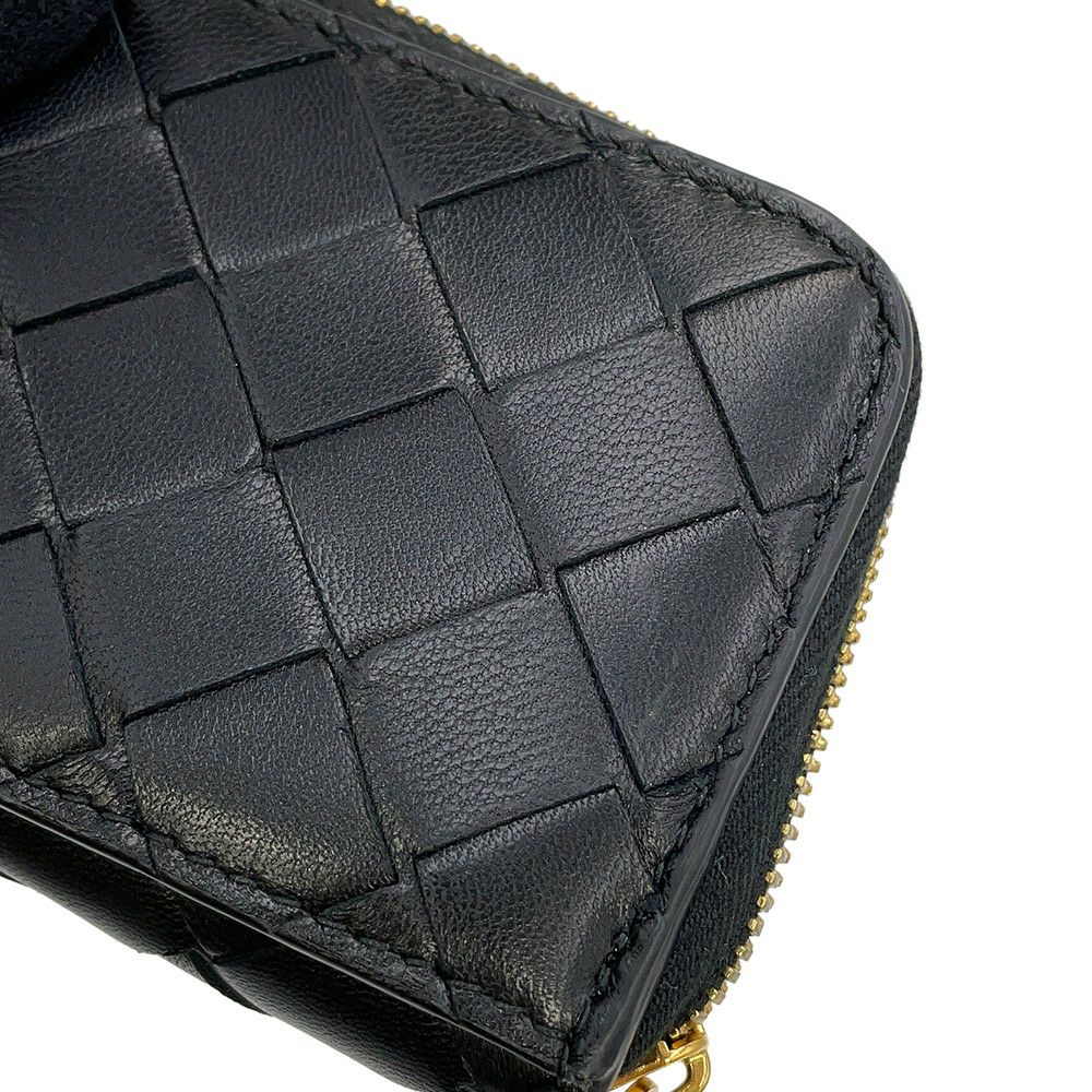 ボッテガヴェネタ コインケース イントレチャート タイニー ジップアラウンドウォレット 749933 BOTTEGA VENETA 黒