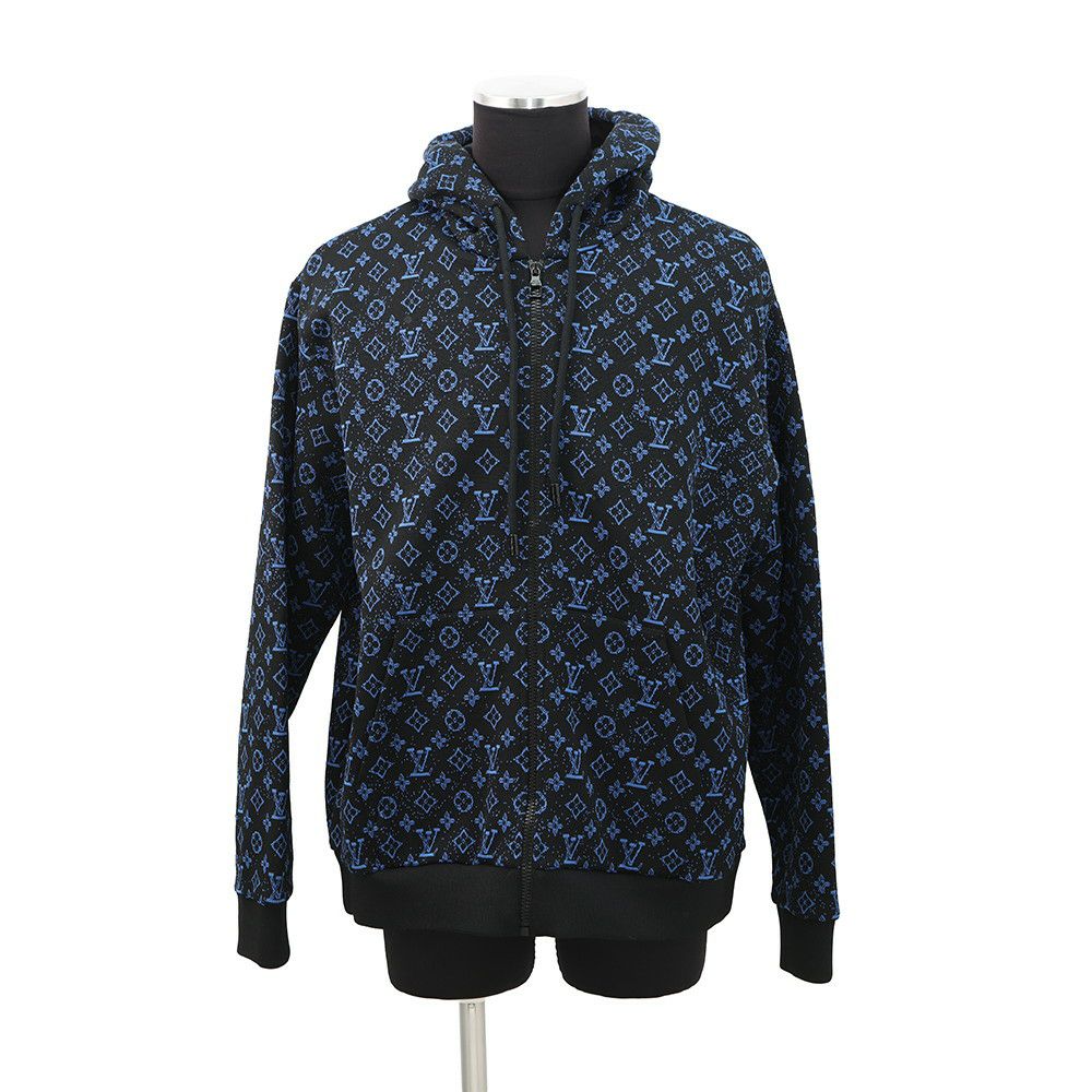 ルイヴィトン パーカー モノグラム ジップアップ フーディ メンズXL LOUIS VUITTON ヴィトン 黒