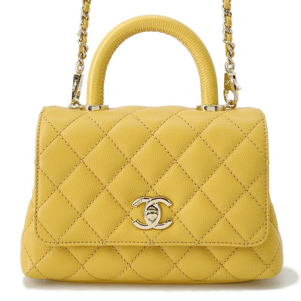 シャネル ハンドバッグ ココマーク ココハンドル マトラッセ XXS キャビアスキン リザード AS2215 CHANEL 2way