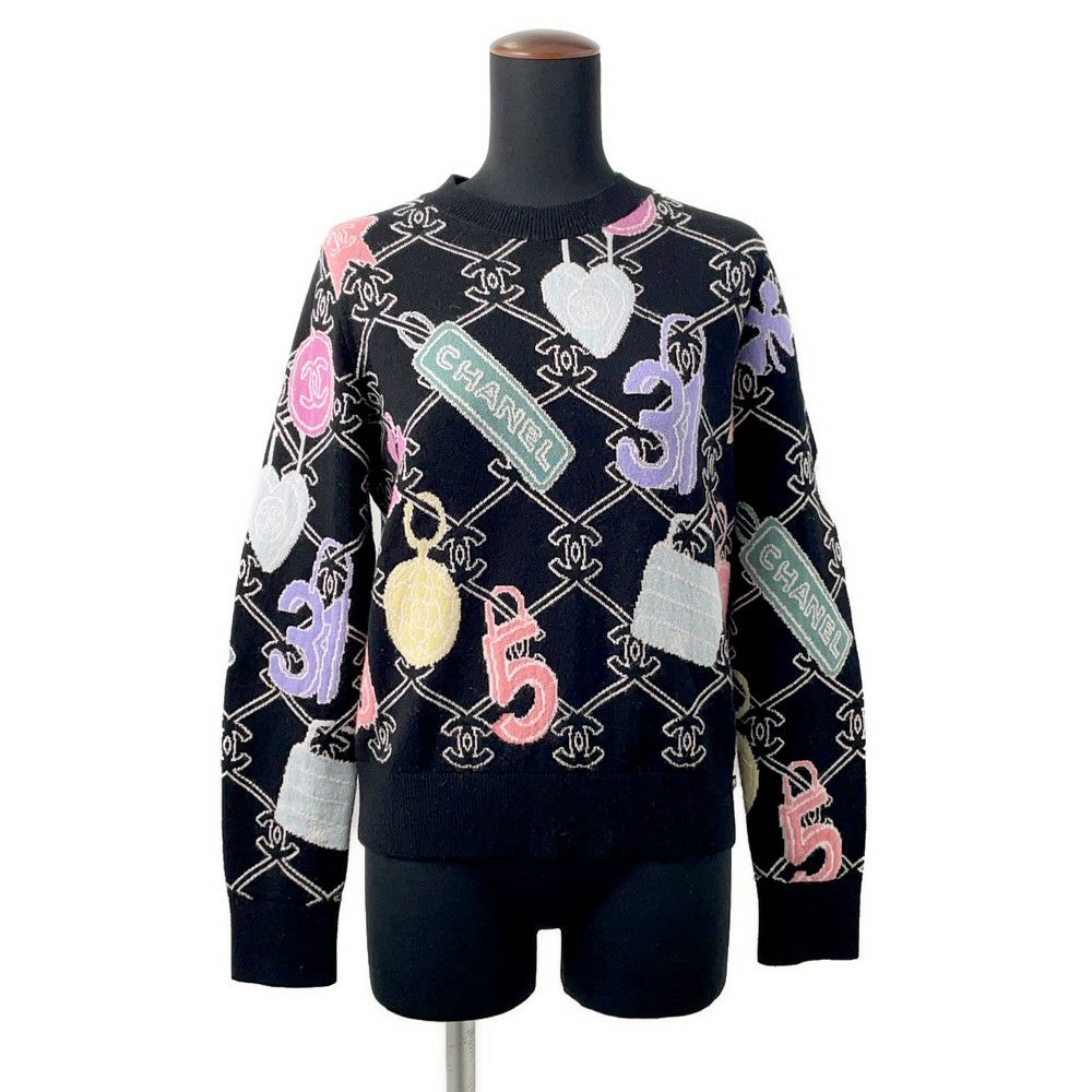 シャネル ニット ココマーク セーター レディースサイズ36  P72298 CHANEL トップス 黒 シャネル ニット ココマーク セーター レディースサイズ36 P72298