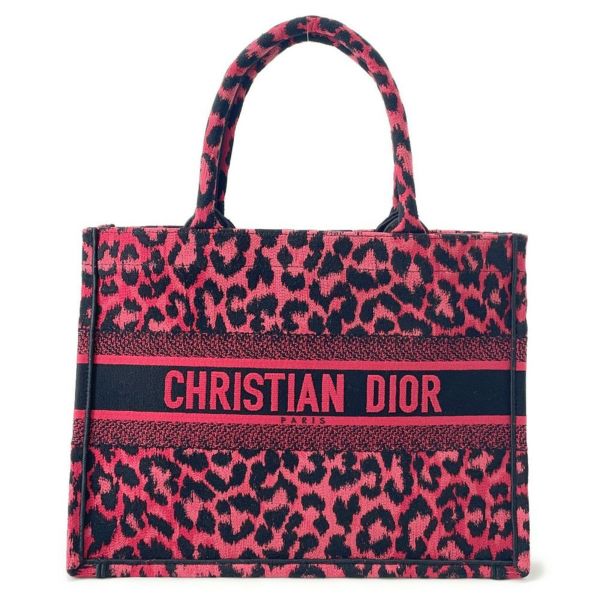 クリスチャン・ディオール トートバッグ ブックトート レオパード ミディアム M1296ZRHM Christian Dior ヒョウ柄 黒
