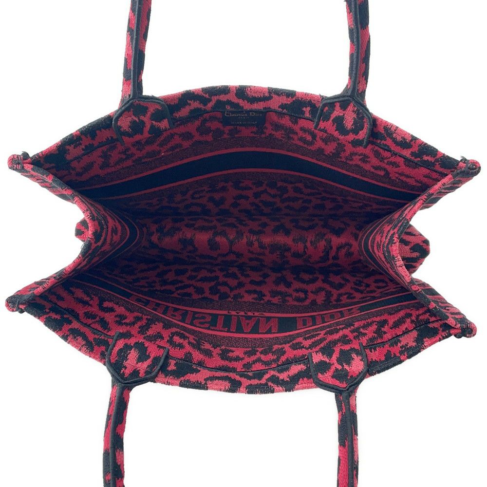 クリスチャン・ディオール トートバッグ ブックトート レオパード ミディアム M1296ZRHM Christian Dior ヒョウ柄 黒