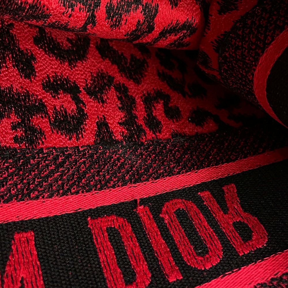 クリスチャン・ディオール トートバッグ ブックトート レオパード ミディアム M1296ZRHM Christian Dior ヒョウ柄 黒