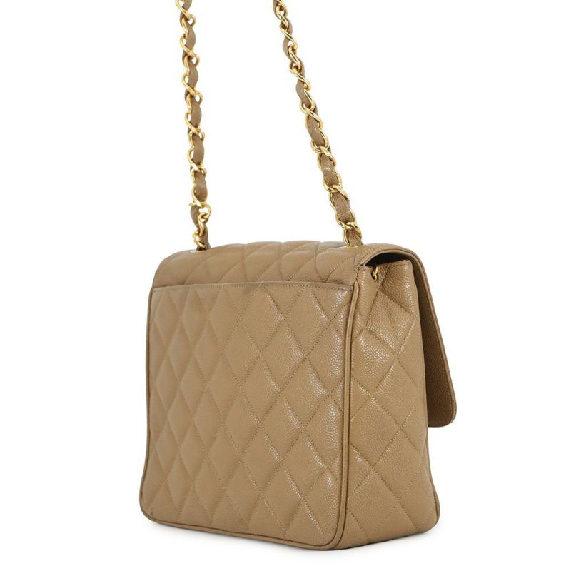 シャネル チェーンショルダーバッグ デカココ ココマーク マトラッセ キャビアスキン CHANEL