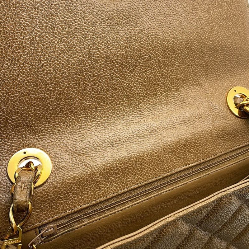 シャネル チェーンショルダーバッグ デカココ ココマーク マトラッセ キャビアスキン CHANEL