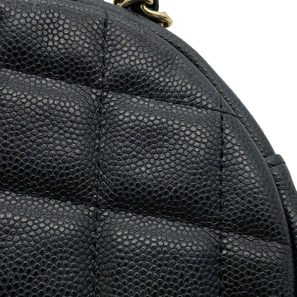 シャネル チェーンショルダーバッグ マトラッセ ココマーク ラウンド キャビアスキン A70657 CHANEL 黒