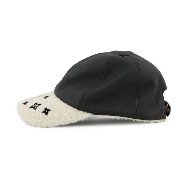 ルイヴィトン キャップ シェアリング ラムレザー ムートン サイズM M00493 LOUIS VUITTON 帽子 ブラック 黒