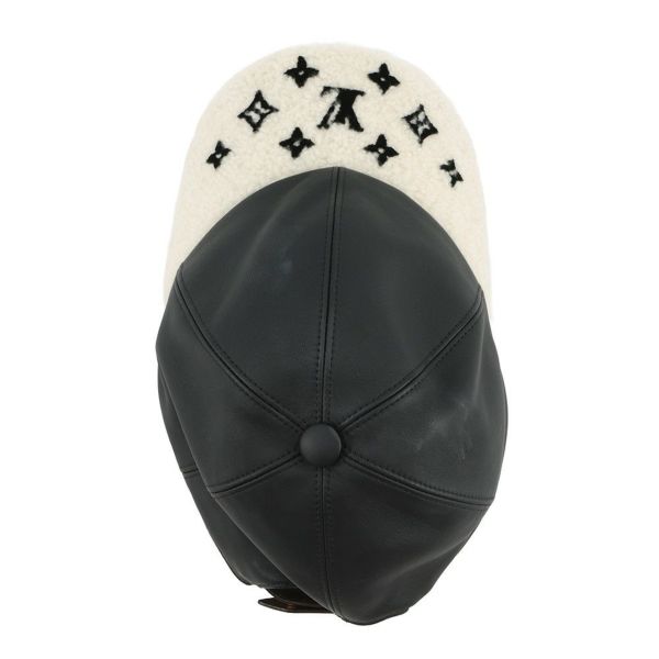 ルイヴィトン キャップ シェアリング ラムレザー ムートン サイズM M00493 LOUIS VUITTON 帽子 ブラック 黒