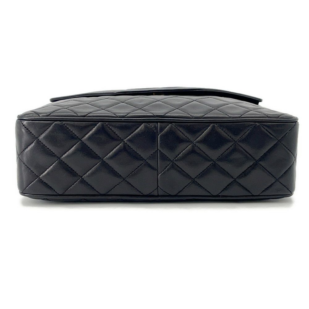 シャネル チェーンショルダーバッグ ココマーク マトラッセ フリンジ ラムスキン CHANEL 黒