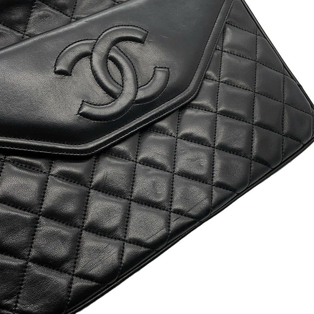 シャネル チェーンショルダーバッグ ココマーク マトラッセ フリンジ ラムスキン CHANEL 黒