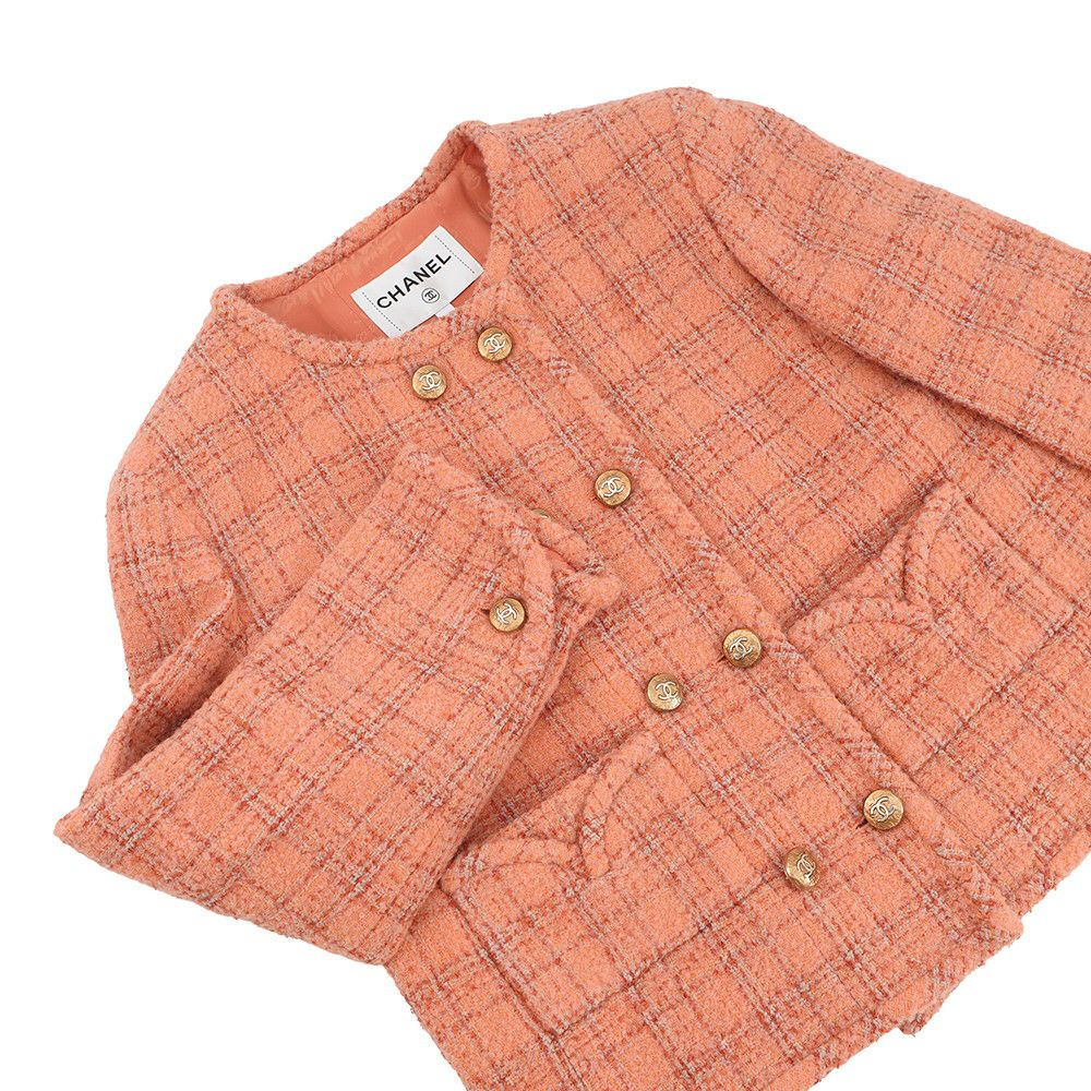 シャネル ジャケット ノーカラー ツイード ココマーク レディースサイズ40 P77694 CHANEL アウター