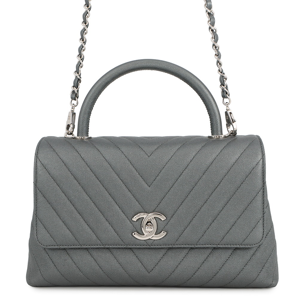 シャネル ハンドバッグ シェブロン ココマーク ハンドル ココハンドル キャビアスキン A92991 CHANEL 2wayショルダー