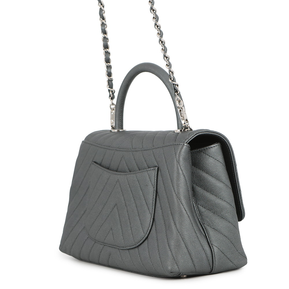 シャネル ハンドバッグ シェブロン ココマーク ハンドル ココハンドル キャビアスキン A92991 CHANEL 2wayショルダー