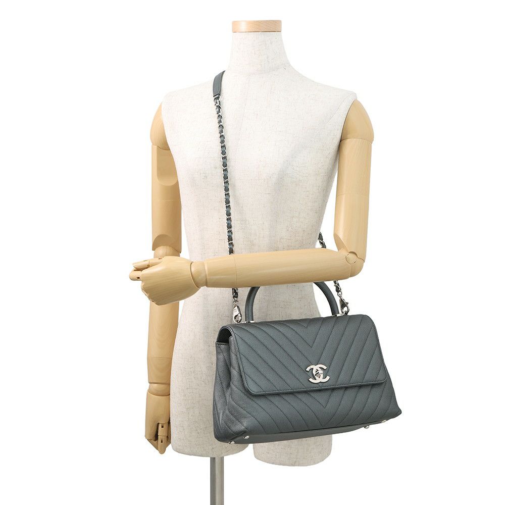 シャネル ハンドバッグ シェブロン ココマーク ハンドル ココハンドル キャビアスキン A92991 CHANEL 2wayショルダー