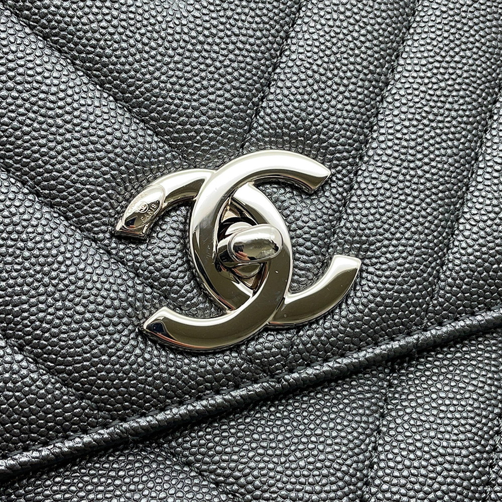 シャネル ハンドバッグ シェブロン ココマーク ハンドル ココハンドル キャビアスキン A92991 CHANEL 2wayショルダー