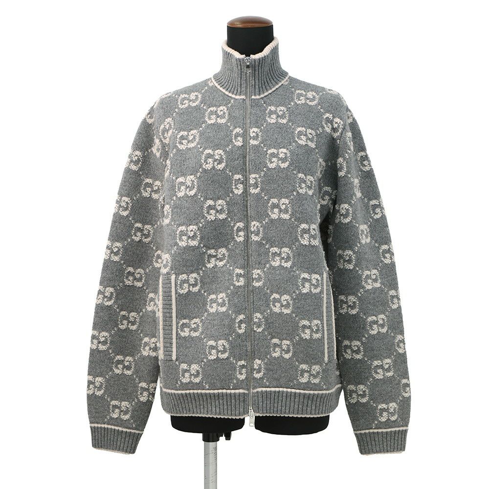 グッチ カーディガン GGジャガード ブークレステッチ ジップアップ レディースサイズM ウール 814285 GUCCI アパレル