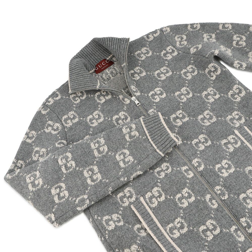 グッチ カーディガン GGジャガード ブークレステッチ ジップアップ レディースサイズM ウール 814285 GUCCI アパレル