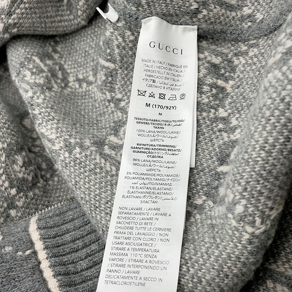 グッチ カーディガン GGジャガード ブークレステッチ ジップアップ レディースサイズM ウール 814285 GUCCI アパレル