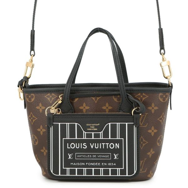 ルイヴィトン トートバッグ モノグラム/グレインレザー ネヴァーフル・インサイドアウト BB M12099 2way ショルダー 黒 ブラック