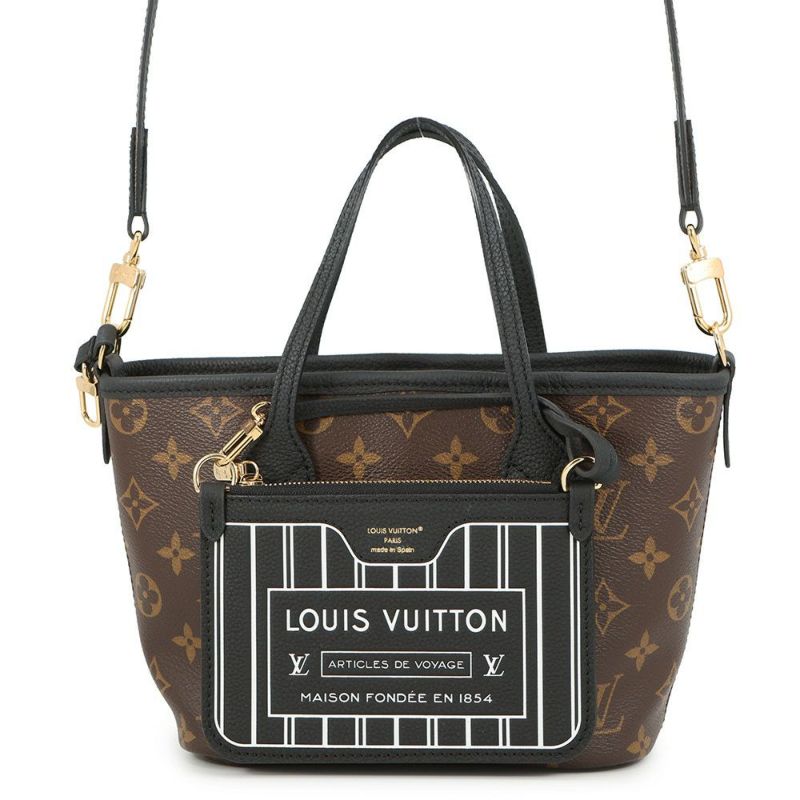 ルイヴィトン トートバッグ モノグラム/グレインレザー ネヴァーフル・インサイドアウト BB M12099 2way ショルダー 黒 ブラック