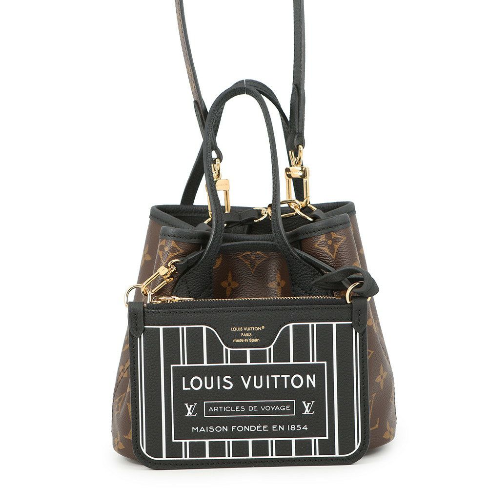 ルイヴィトン トートバッグ モノグラム/グレインレザー ネヴァーフル・インサイドアウト BB M12099 2way ショルダー 黒 ブラック