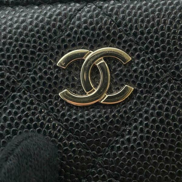 シャネル 二つ折りコインケース マトラッセ ココマーク キャビアスキン AP1958 CHANEL 財布 黒