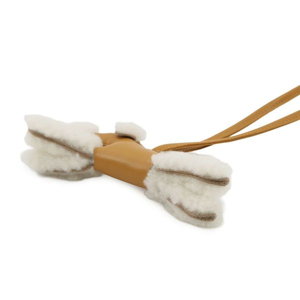 エルメス バッグチャーム バディ エクリュ/セサミ ラムスキン/ムートン U刻印