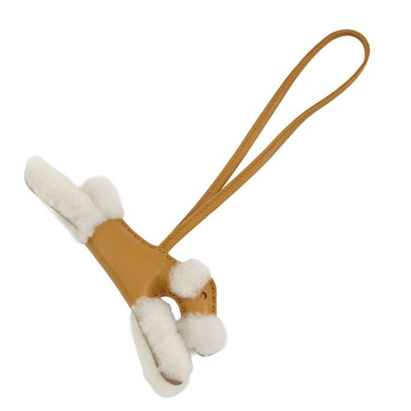 エルメス バッグチャーム バディ エクリュ/セサミ ラムスキン/ムートン U刻印