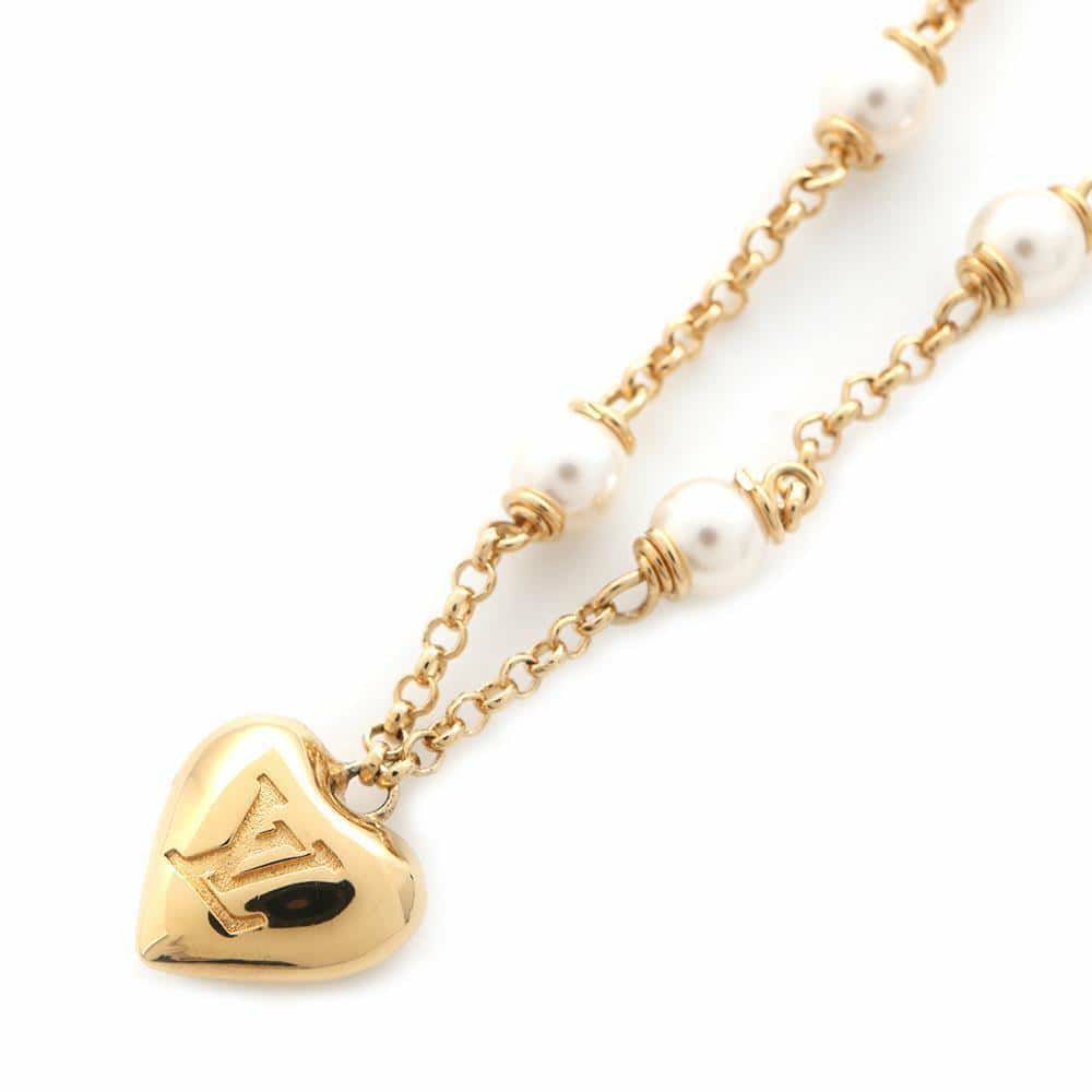 ルイヴィトン ネックレス パンダント LVハート フェイクパール M01042 LOUIS VUITTON アクセサリー