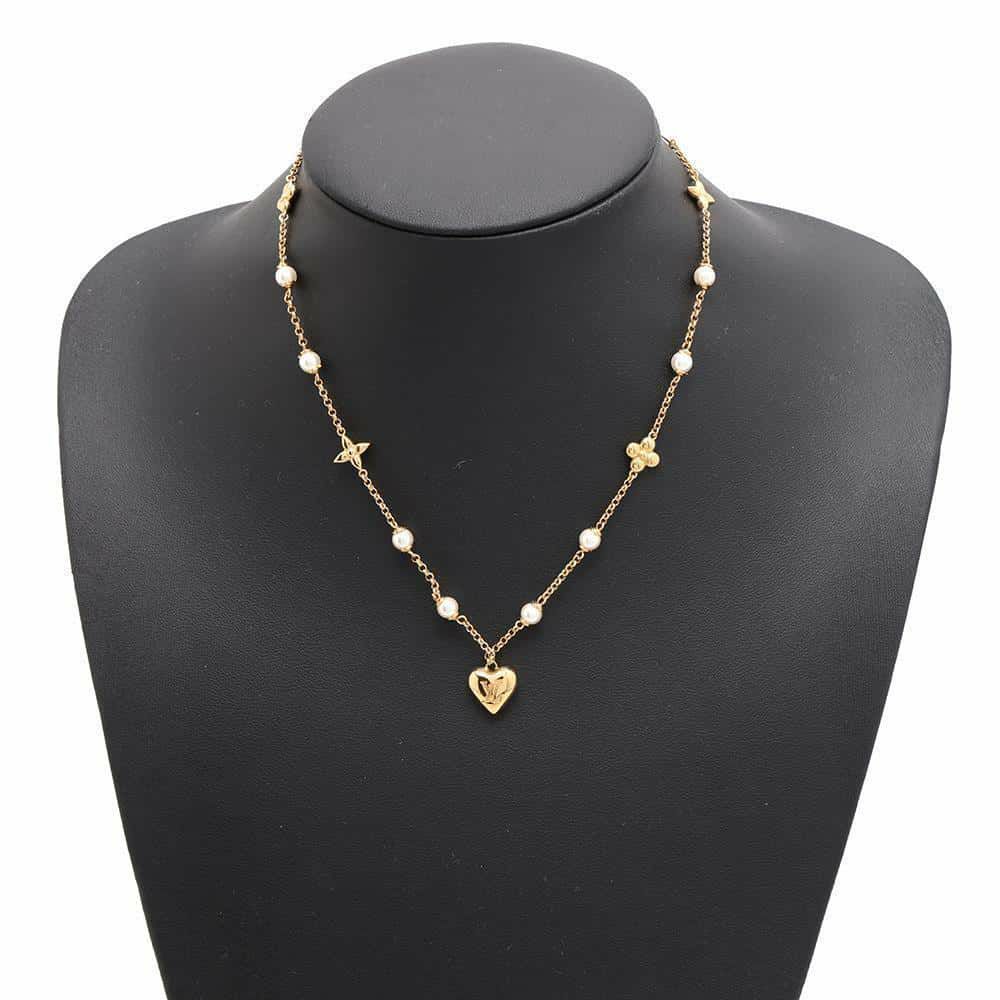 ルイヴィトン ネックレス パンダント LVハート フェイクパール M01042 LOUIS VUITTON アクセサリー