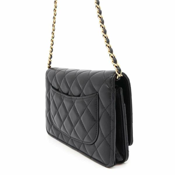 シャネル チェーンウォレット クラシック マトラッセ ココマーク ラムスキン AP0250 CHANEL 財布 ブラック 黒