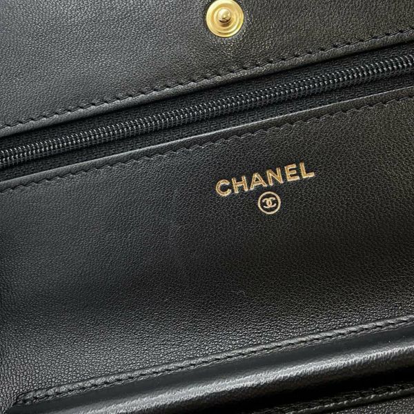 シャネル チェーンウォレット クラシック マトラッセ ココマーク ラムスキン AP0250 CHANEL 財布 ブラック 黒