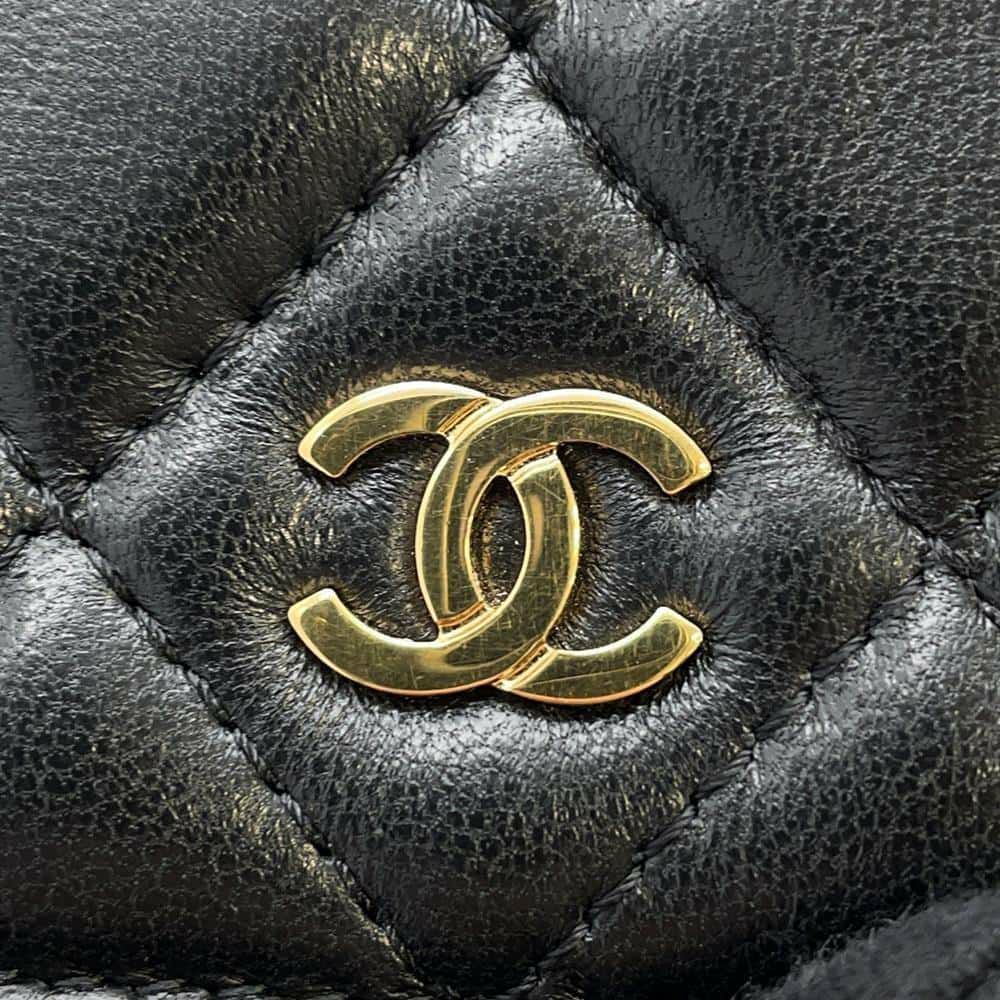 シャネル チェーンウォレット クラシック マトラッセ ココマーク ラムスキン AP0250 CHANEL 財布 ブラック 黒