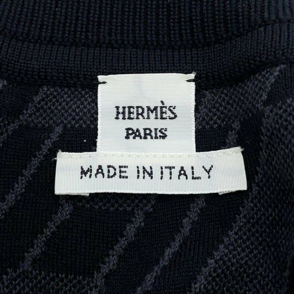 エルメス カーディガン ロングスリーブ バイアスH レディースサイズ42 HERMES リバーシブル 黒