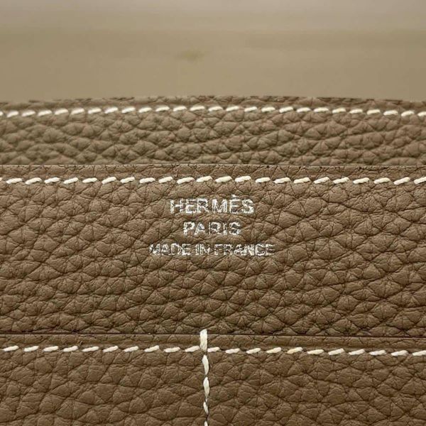 エルメス 長財布 ドゴンGM エトゥープ/シルバー金具 トゴ Y刻印 HERMES 財布