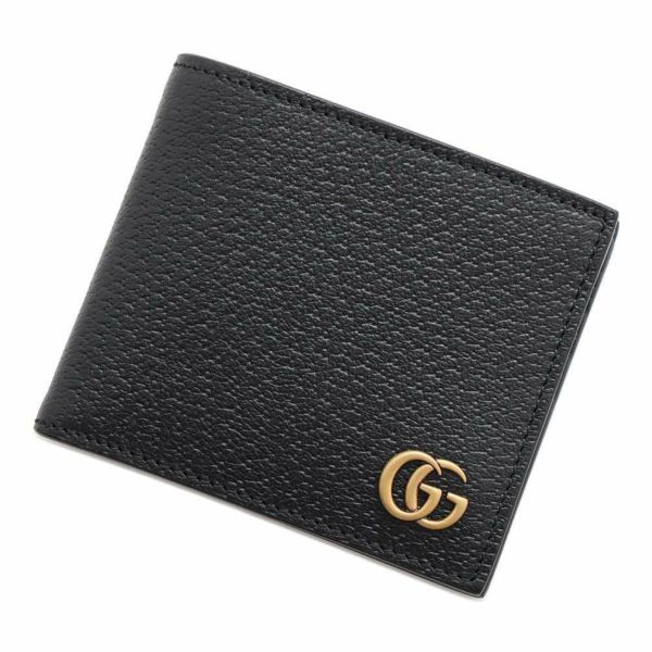 グッチ 二つ折り財布 GGマーモント レザー 428726 GUCCI 財布 カードケース メンズ 黒