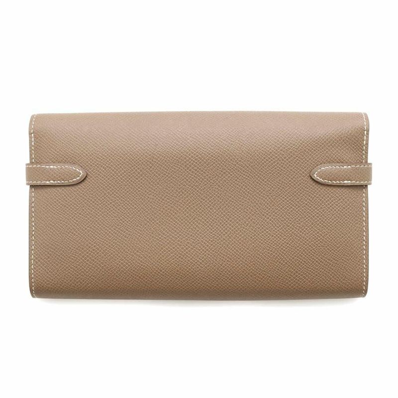 エルメス 長財布 ケリーウォレット ロング エトゥープ/シルバー金具 エプソン D刻印 財布