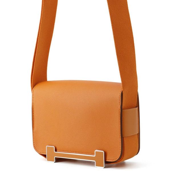 エルメス ショルダーバッグ ゲタ ヴェルソ オレンジ/カプシーヌ/シルバー金具 シェブルミゾル B刻印 シェーブル