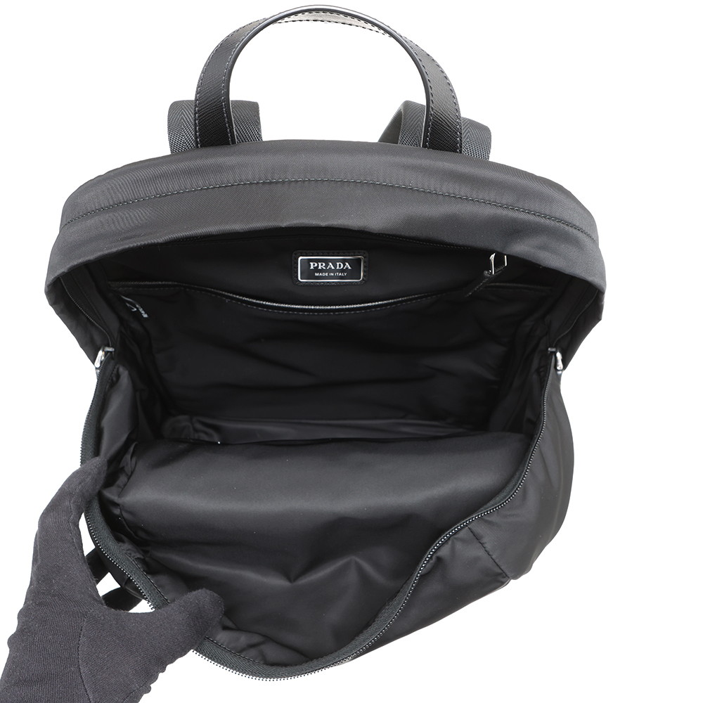 プラダ リュック Re-Nylon x サフィアーノ バックパック ナイロン 2VZ104 PRADA バッグ リュックサック 黒