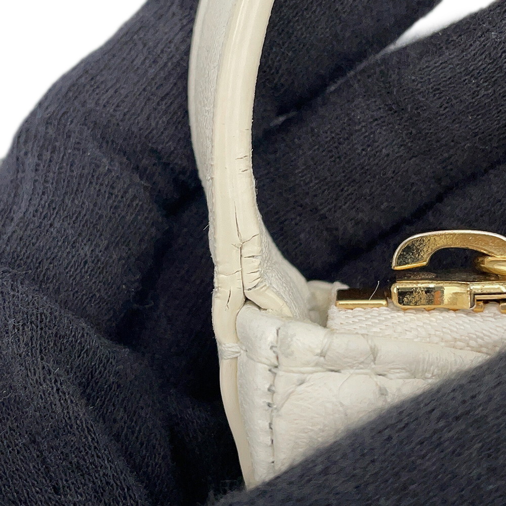 クリスチャン・ディオール チェーンショルダーバッグ マクロカナージュ CD ラウンジ ホーボーバッグ ラムスキン M22626FBE 白