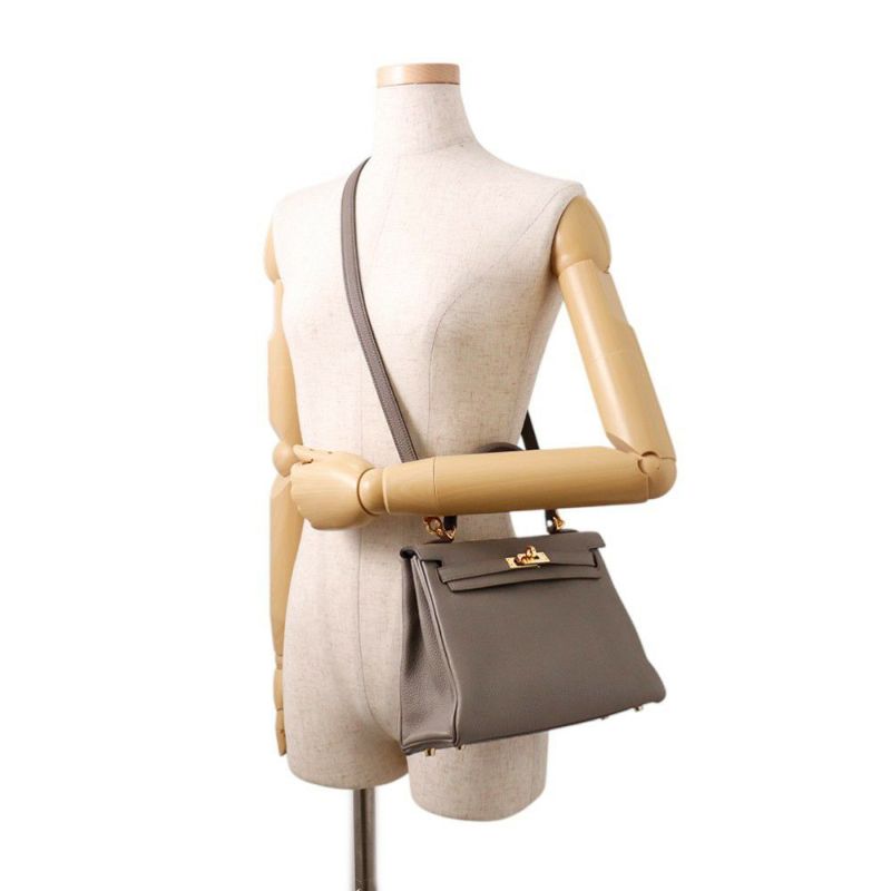 エルメス ハンドバッグ ケリー25 内縫い エタン/ゴールド金具 トゴ B刻印 ２wayショルダー