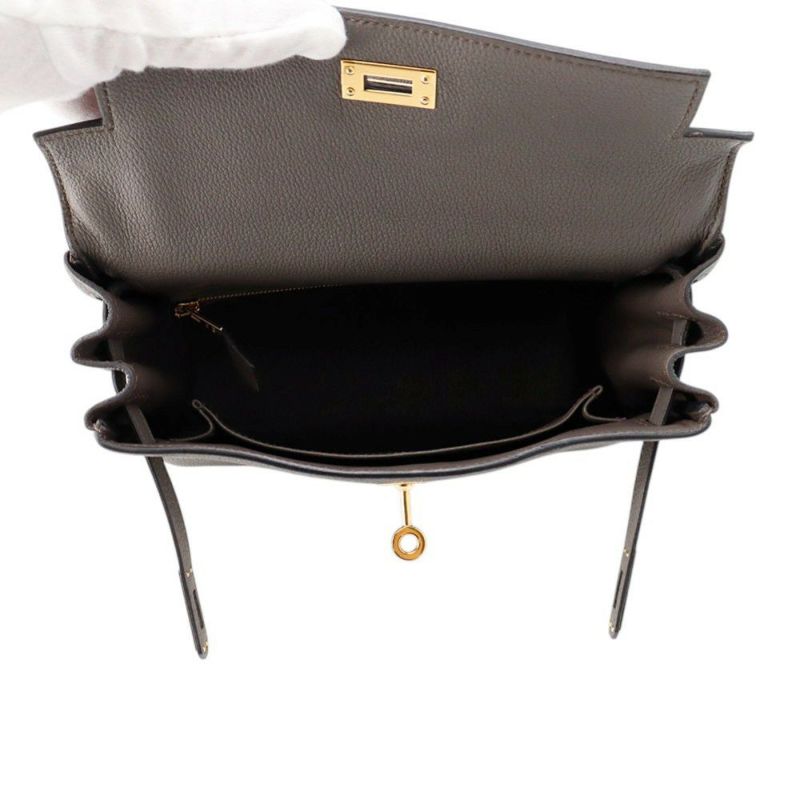 エルメス ハンドバッグ ケリー25 内縫い エタン/ゴールド金具 トゴ B刻印 ２wayショルダー