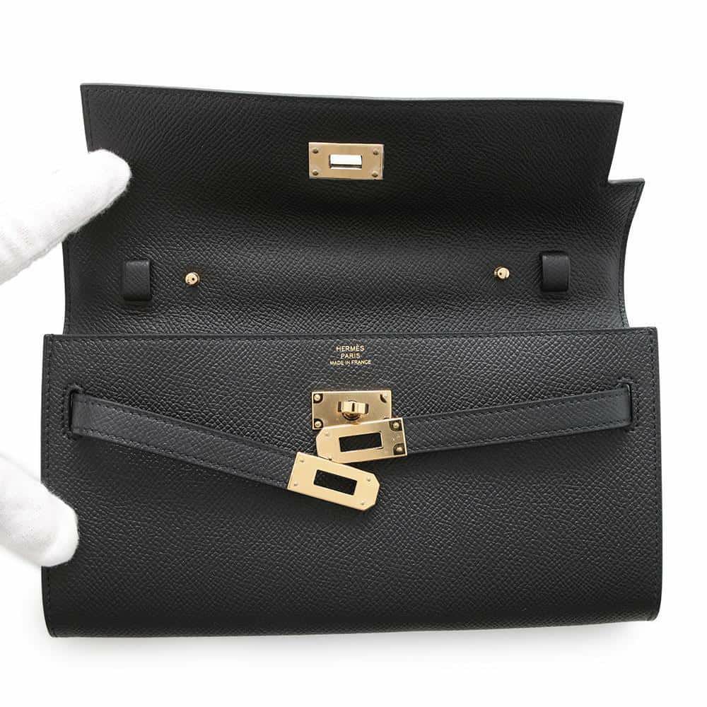 エルメス ケリーウォレット ロング トゥーゴー ブラック/ゴールド金具 エプソン W刻印 HERMES 黒